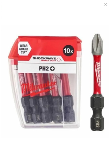 MİLWAUKEE BİTS UÇ PH 2 X 50 MM ( 10 LU ) SHOCKWAVE